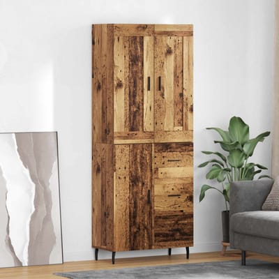 vidaXL - Highboard - 2 - st - Oudhout - 69,5 - x - 34 - x - 180 - cm - Bewerkt - hout