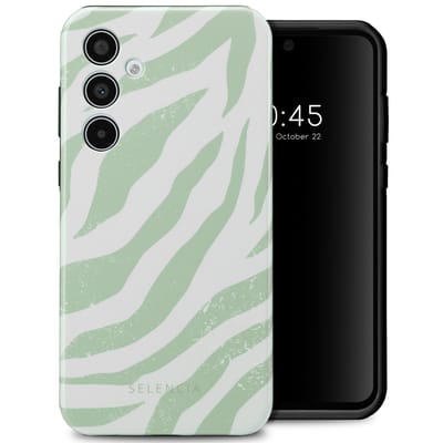 Selencia Hoesje - Geschikt voor Samsung Galaxy A35 - Backcover - Colorful Zebra Sage Green