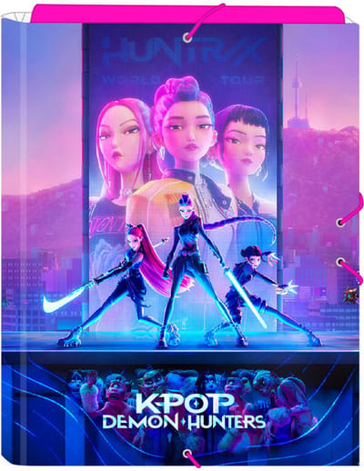 K-Pop Demon Hunters Elastomap A4 - Harde kaft - Kpop schoolmap. 26x33,5x2,5 cm