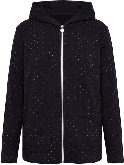 MIAMODA - Dames - Sweatvest Loose Fit capuchon rits - Zwart - Maat 46