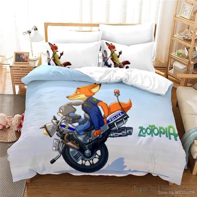 Cartoon Zootopia Zootropolis 3D-geprint Dekbedovertrekset HD Dekbedovertrek Beddengoed voor Kinderen Beddengoedsets Slaapkamerdecor EU Double 200x200cm