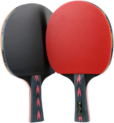 Tafeltennis Rackets - Pingpong Sets - Sport Spelen - Carbon Fiber Constructie - 6 Stuks - Rood Zwart
