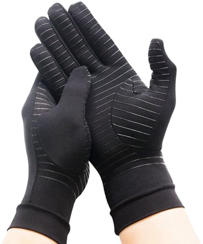 Reuma Handschoenen - Artritis Vingersteunen - Pijnverlichting Handen - Open Vingertoppen Ontwerp - Maat Small - Koper