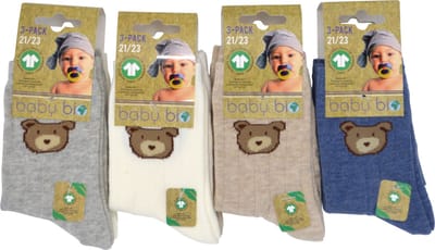 Baby Bio Bearrib sokken - 12 baby sokjes - jongens & meisjes - maat 21-23- ANTI-SLIP- 80% hoogwaardige biologisch katoen - Naadloos aan de teen