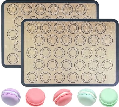 Siliconen macaron bakmat - 2 stuks - 42 x 29,5 cm - Deegmat - Antiaanbakmat - Ovenmat - Anti-kleef bakmatten - Siliconen macaron bakplaat - Bakpapier alternatief - Bakspullen - BPA-vrij - Herbruikbare - Voor bitterkoekjes/cake/brood maken - Zwart