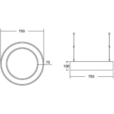 BRUMBERG Biro Cirkel Ring direct 75 cm 50 W aan/uit wit 830