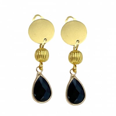 Clip oorbellen- goudkleurig- zwart- geen gaatje- Charme Bijoux