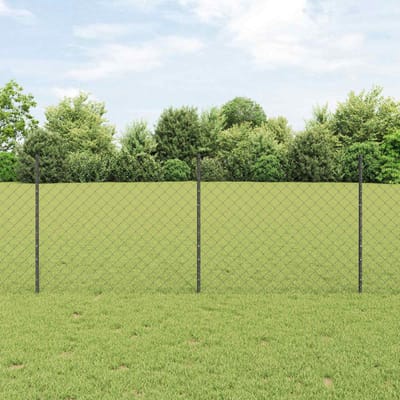 vidaXL - gaashek - met - palen - 10 - x - 1 - m - PVC-Coated - Staal - Grijs - Mesh