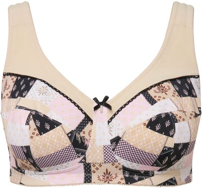 Ulla Popken - Dames - Steun beha motiefmix zonder beugels - Zwart - Maat 95C