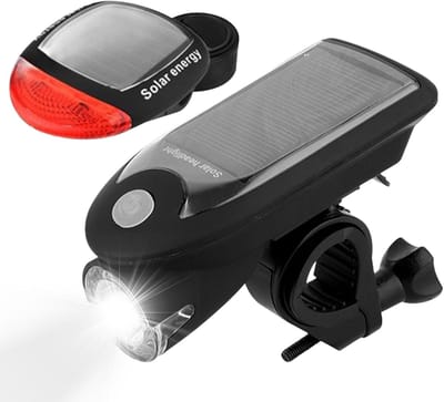 VHV - Fietsverlichting USB Oplaadbaar - Solar LED Voorlicht Fiets voor Nacht Rijden - 1200 mAh accu, waterbestendig ontwerp - voor Mountainbike, Racefiets, Stadsfiets, E-bike en Woon-Werkverkeer