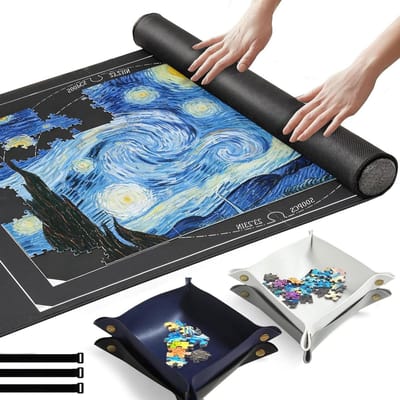 Puzzelmat - Puzzelmat rol - Puzzels maken - Met sorteervakken - 118 x 66 cm - Zwart
