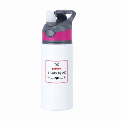 Hacebo® - this stepmom is loved by me waterfles met rietje roze - Mama - iemand die houdt van zijn stiefmoeder - Moeder cadeautjes - moederdag - verjaardag - geschenk - kado - water fles - 650ML