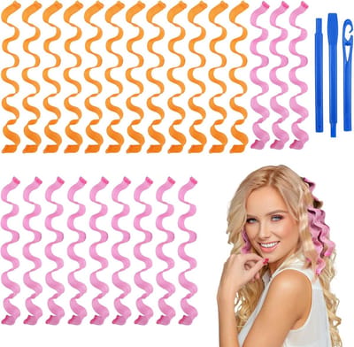 Haarrollers voor lang haar - 24 stuks 50cm spiraalkrulspelden voor golvende stijlen met stylinghaken