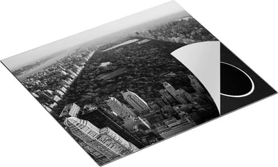 Chefcare Inductie Beschermer Central Park in New York met Wolkenkrabbers - Zwart Wit - 60x50 cm - Afdekplaat Inductie - Kookplaat Beschermer - Inductie Mat