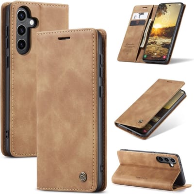 CaseMe Hoesje - Geschikt voor Samsung Galaxy S25 Plus Hoesje - CaseMe 013 Book Case - Bruin