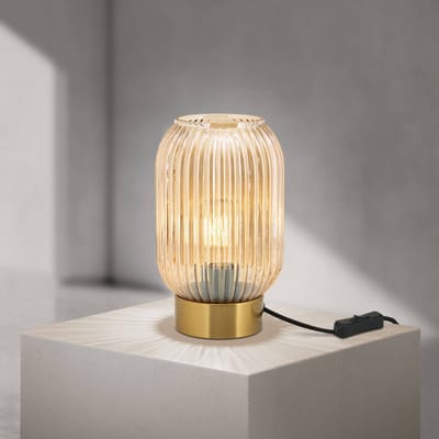 ORION Tafellamp Carneval, amber, glas, hoogte 23,5 cm, E27