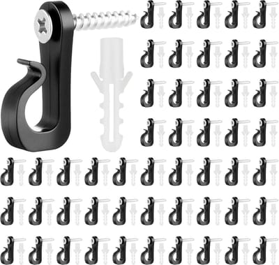Dailygoods- Schroefhaken 50 stuks - Bevestigingshaken voor lichtketting - Weerbestendig - Veiligheidsgesp - Ideaal voor decoratie - Geschikt voor buitengebruik