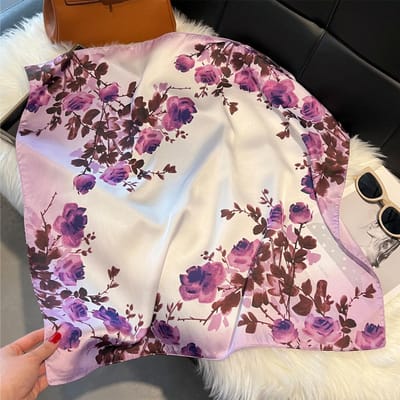 Luxe Zijden Sjaal Vierkante Sjaal Voor Vrouwen Satijnen Mode Sjaals Neckerchief Dames Haarbanden Lint Hoofdband Bandana 70X70Cm