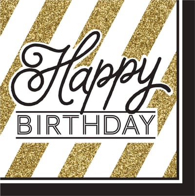 BIGIEMME SRL - 16 Happy Birthday servetten zwart-goud