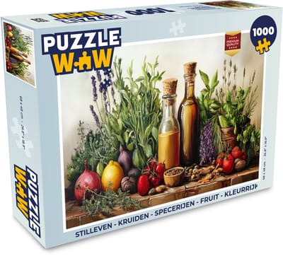 Puzzel Stilleven - Kruiden - Specerijen - Fruit - Kleurrijk - Legpuzzel - Puzzel 1000 stukjes volwassenen