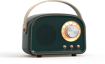 Retro Bluetooth-luidspreker – Mini draagbare draadloze luidspreker – TWS-functionaliteit – Decoratieve retroluidspreker – Geschikt voor thuis/buitengebruik – Groen