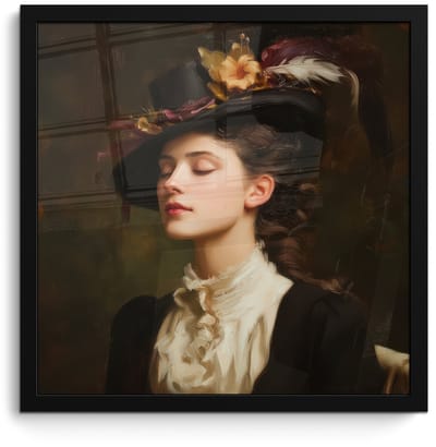 Poster in lijst - Fotolijst 40x40 cm - Posters - Vrouw - Victoriaans - Portret - Posterlijst zwart - Decoratie - Wanddecoratie woonkamer - Muurdecoratie slaapkamer
