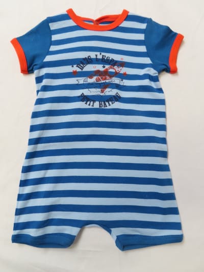 Petit Bateau - Combi kort - Jongens - Streep blauw / blauw - 6 maand 67