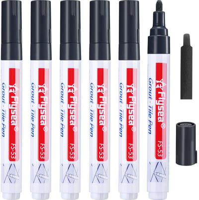 6 Stuks Zwarte Voegenhersteller Pen voor Tegels in Badkamer en Keuken, Perfect voor Vloeren en Muren