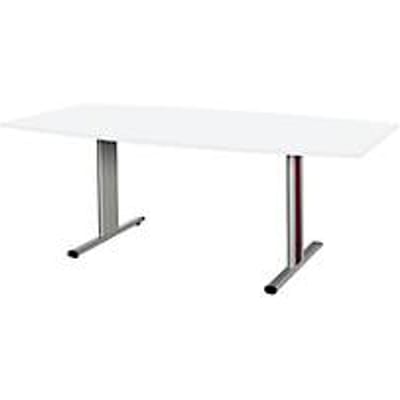 Schäfer Shop  Select Vergadertafel Planova, bootvorm, 2000 x 1000/800 mm, wit, accentlijst bordeauxpaars