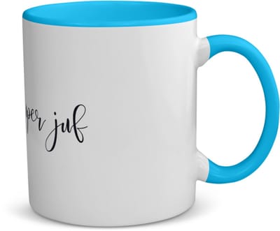 Akyol - super juf koffiemok - theemok - blauw - Juf - cadeau juf - cadeau - bedankje juf - juffendag - lerares - 350 ML inhoud