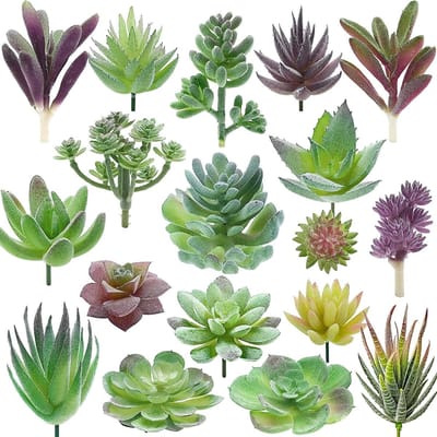 Dailygoods- Kunstplanten 18 Stuks - Kunstmatige Vetplanten - Nepplanten voor Binnen - Decoratie voor Bruidsboeket - Duurzaam PVC - Realistisch Design