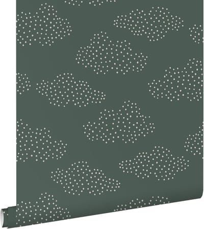 ESTAhome behang wolkjes vergrijsd zeegroen - 50 x 900 cm - 139981