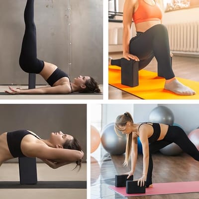 Famanu - Yogablok voor volwassenen, set van 2 stuks, EVA-schuim met hoge dichtheid, milieuvriendelijk en licht, hardschuim, antislip, ideaal voor pilates, pilates, meditatie (zwart)