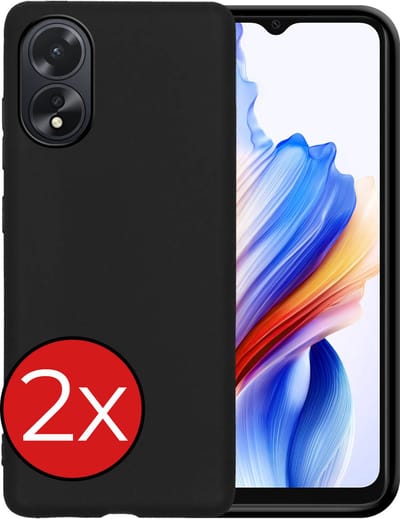 Hoesje - 2 Stuks - Geschikt voor OPPO A18 - Sterk & Shockproof - Telefoonhoes - Back Cover - Case Siliconen - Telefoon Hoes - Zwart