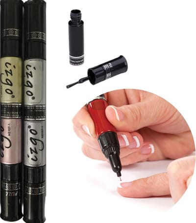 IZGO Naildesign 2 in 1 Nagellak DUO Nail Art Nagellak Pen Metallic Shine Set