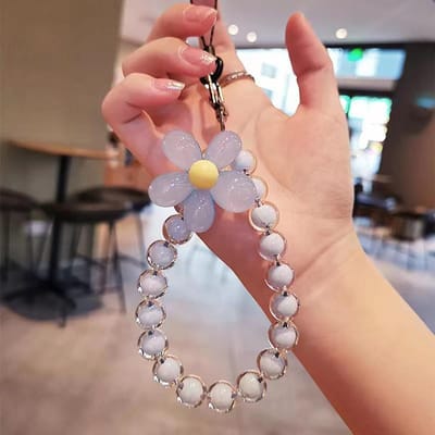 Telefoon Anti-verloren Lanyard Sleutel Korte Pols Hanger Kleurrijke Macaron Ronde Kraal Hanger Vrouwen Hand-held Ketting Mobiele Telefoon Lanyard brown