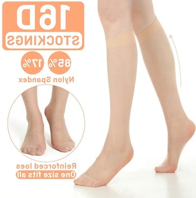 12 Paar Transparante Nylon Kniekousen, 20 Denier, Zwart en Beige, Dames Kousen voor Elke Gelegenheid