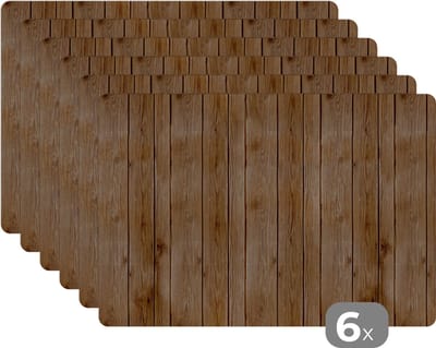Placemat - Hout - Natuur - Patronen - 45x30 cm - 6 stuks - Hittebestendig - Anti-Slip - Onderlegger - Afneembaar