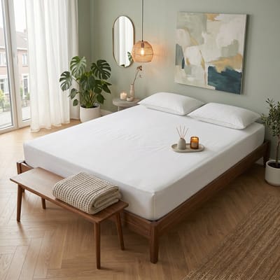 Saphira SOFT Geweven Katoen Hoeslaken – Wit – 90x200 cm – Eenpersoon – 30 cm Matrashoogte – 100% Katoen – 360° Elastiek Rondom – Glad, Ademend & Zacht