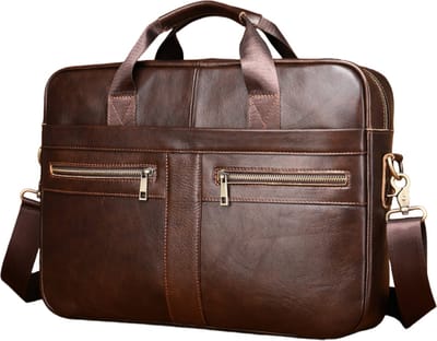 Premium Leren Laptoptas 15 Inch – Business Aktetas Heren Echt Leer Schoudertas Bruin - Urban U®