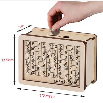 Tirelire en bois avec ouverture pour pièces de monnaie, boîte de rangement pour compteur d'argent, pour enfants, garçons, filles, adultes, fête beige