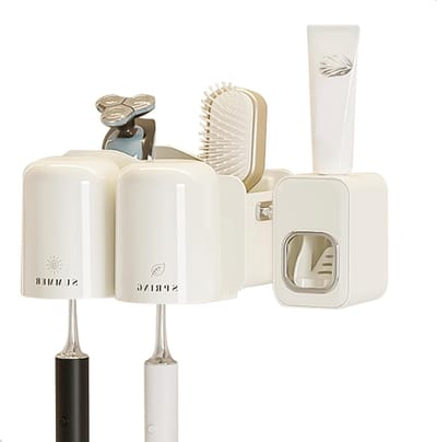 Wandhouder Tandenborstels en Tandpasta met 2 Bekers Automatische Dispenser