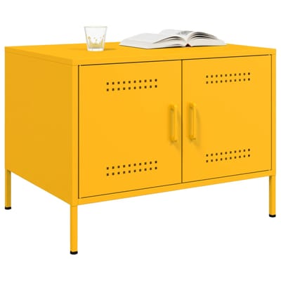vidaXL - Salontafel - 68x50x50,5 - cm - staal - mosterdgeel