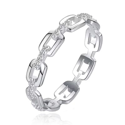Elenza Sterling .925 Zilveren Schakelring met Zirkonia-17mm