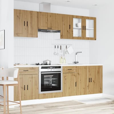 vidaXL - 8-delige - Keukenkastenset - Kalmar - bewerkt - hout - artisanaal - eiken