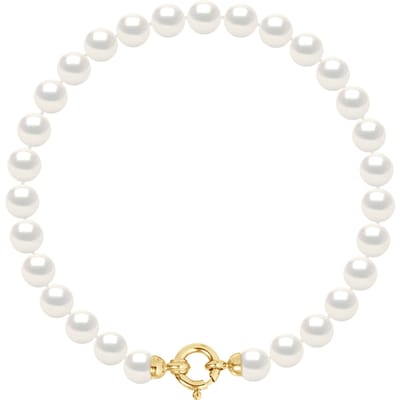 Armband Gekweekte Parels Zoetwater 6-7mm White Luxury Geel gouden gesp