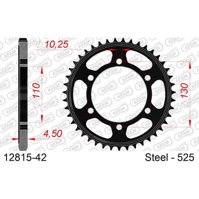 Stalen tandwiel Afam 525 42 dents
