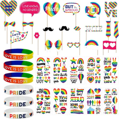 Dailygoods- Feestdecoraties 20 stuks - Regenboogarmbanden 6 stuks - Gezichtsstickers 10 vellen - Kledingaccessoires - Feestversiering - Papier en silicone - Feestartikelen