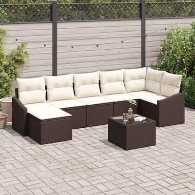 vidaXL Bankstel 8 st Bruin poly rattan