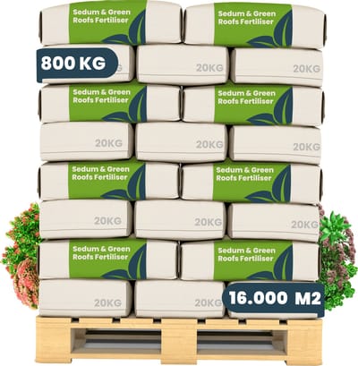 Sedum & Groendak Meststof - 9+2+7(+3), 40x = 800 kg - 16000 m2 - Sedumdak Voeding met Langdurige Afgifte voor Sterke Groei en Voorkoming van Kale Plekken – Voor Extensieve & Intensieve Daken – Organifer